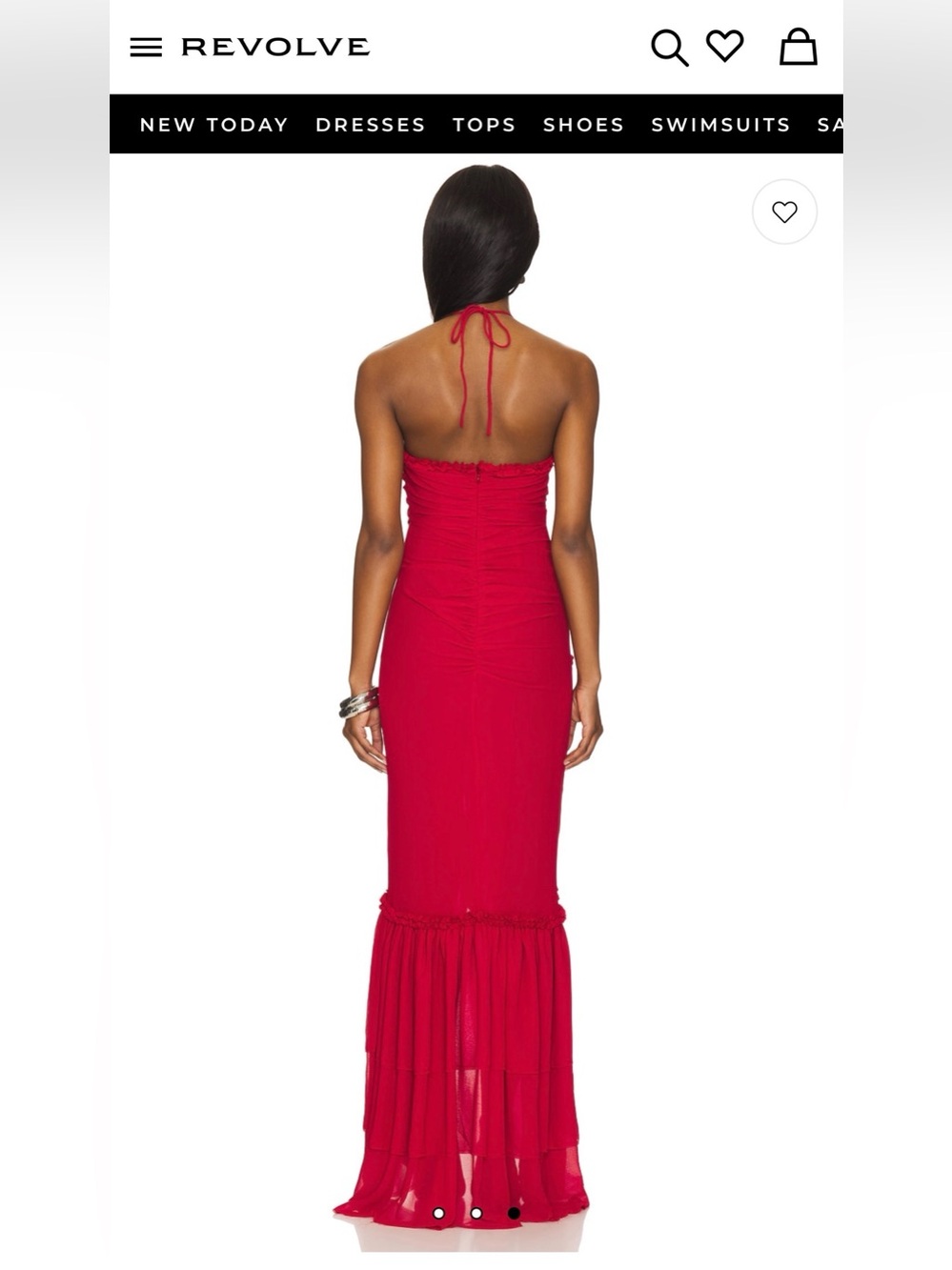 🌹🌹NWT H:hours Red Ruffled Cutout Detail Halter Maxi Dress XXS- never worn!🌹🌹 - Picture 4 of 10